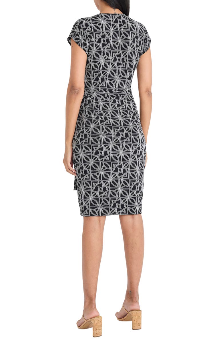 Maggy London Wrap Dress, Alternate, color, Black/ Ivory