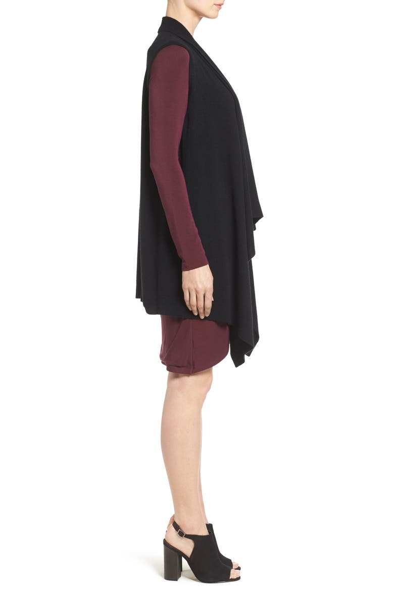 Wool & Cashmere Drape Front Sweater Vest, Alternate, color, BLACK