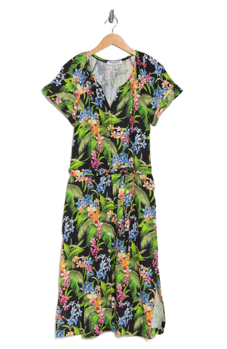 Tommy Bahama Breezy Blooms Tie Waist Midi Dress, Alternate, color, 