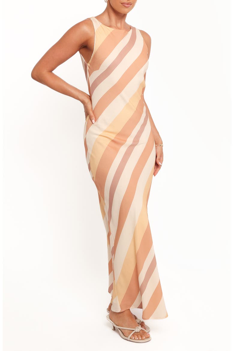 Flavia Stripe Maxi Slipdress, Alternate, color, BROWN STRIPE