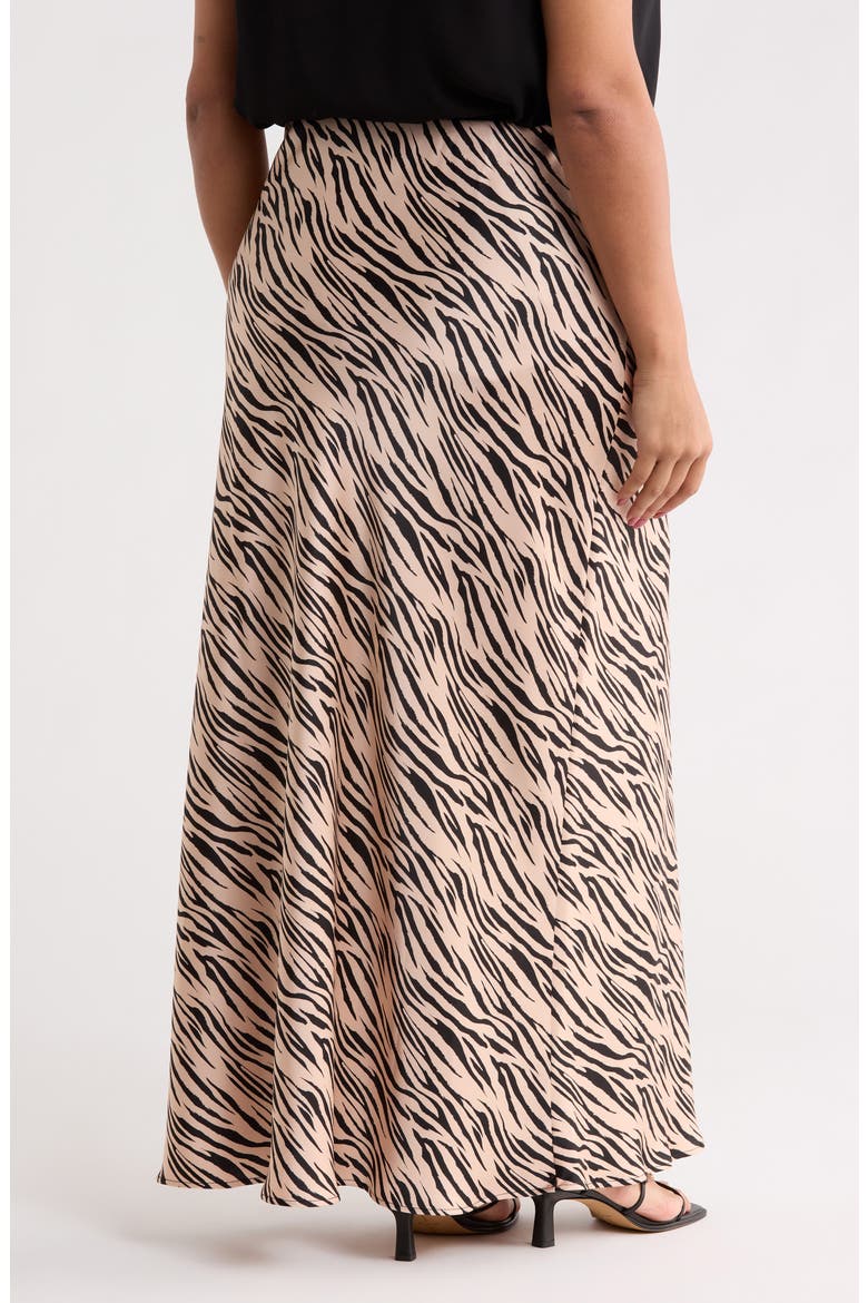 Zebra Print Satin Maxi Skirt, Alternate, color, TAUPE