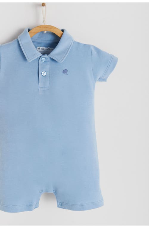Babycottons Essentials Polo Romper In Light Blue