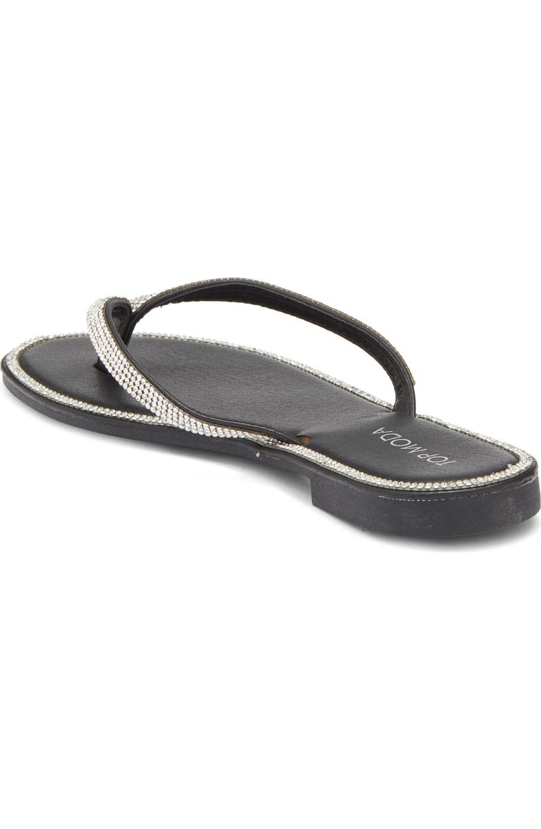 TOP MODA Haiti Rhinestone Embellished Flip Flop, Alternate, color, Black Pu