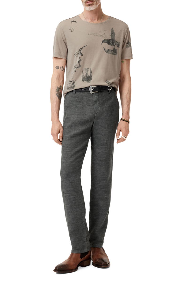 John Varvatos Raw Edge Double Layer Doodle Print T-Shirt, Alternate, color, Haze Grey