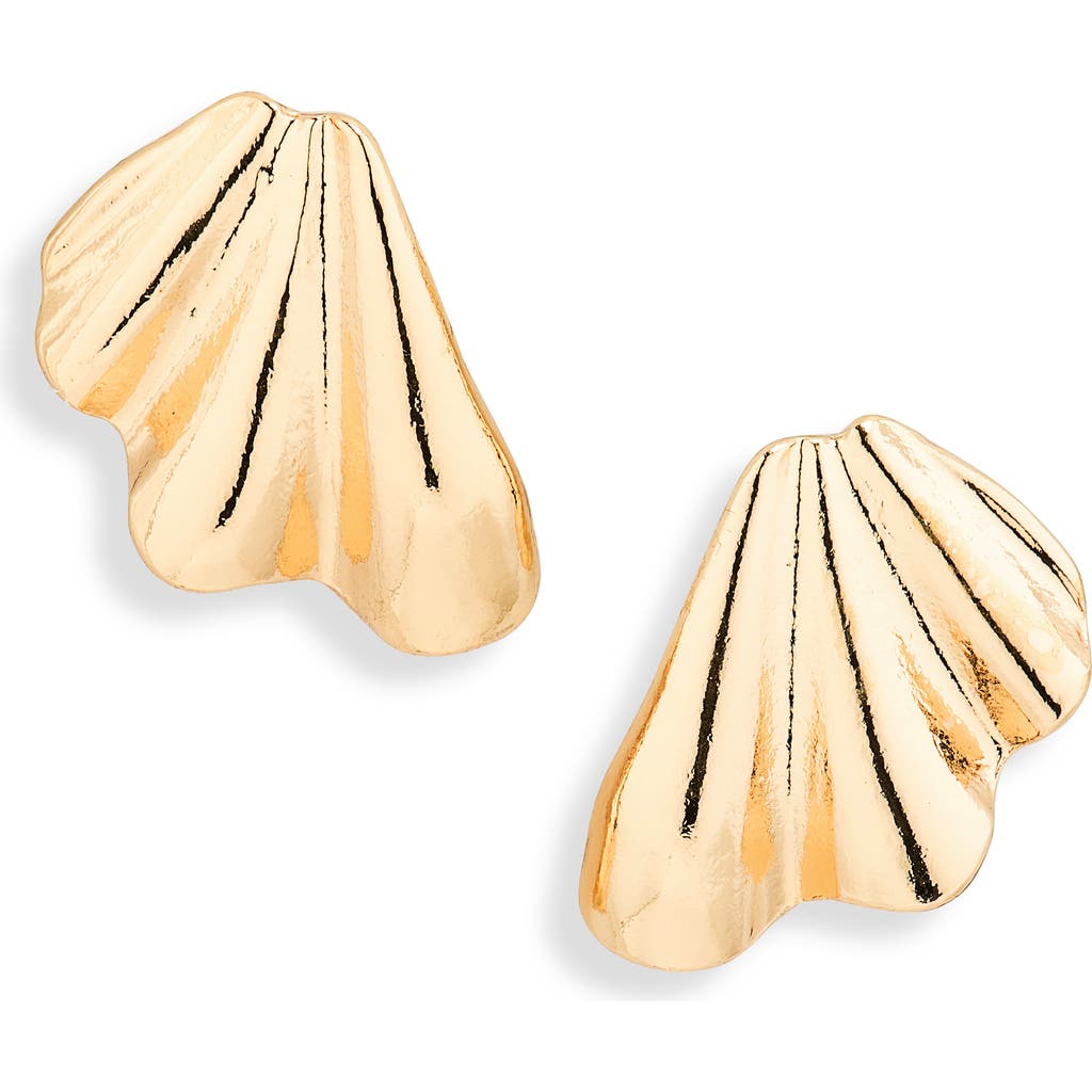 NORDSTROM RACK Textured Fan Stud Earrings in Gold at Nordstrom Rack