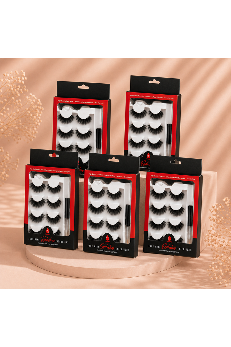 5 Pack Faux Mink Style False Eyelashes Bundle, Alternate, color, Black