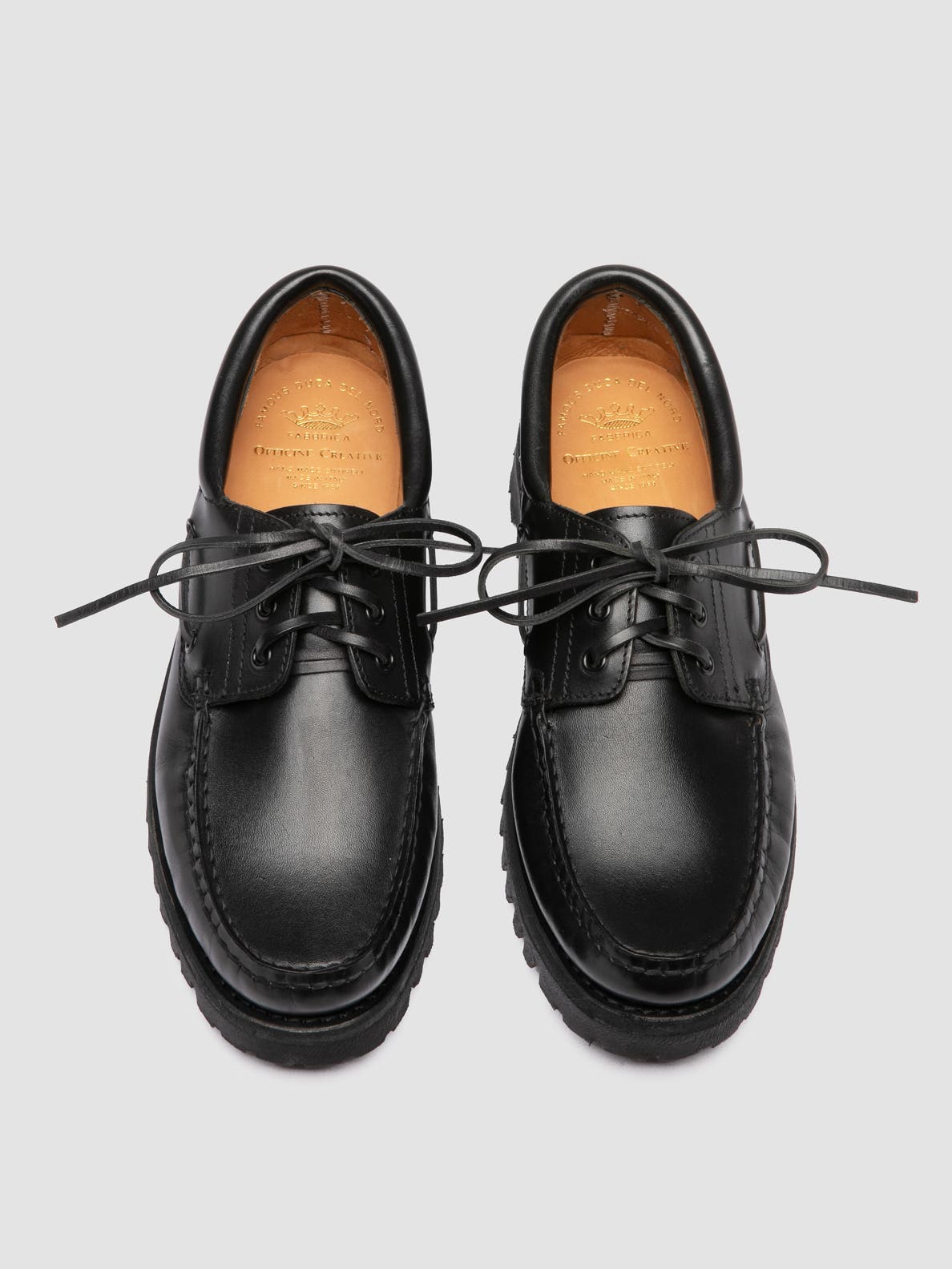 Officine Creative Heritage Flexi 001 Leather Boat Shoes, Alternate, color, Black