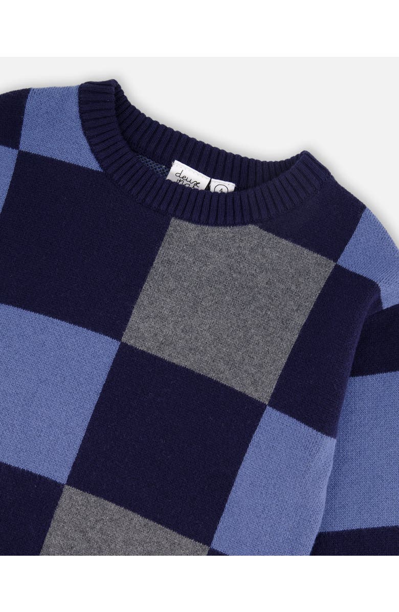 Deux par Deux Knit Sweater, Alternate, color, Blue Checkered