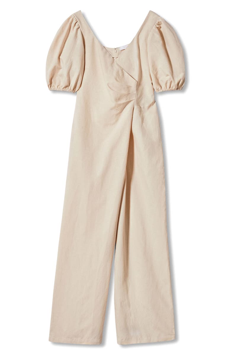 MANGO Puff Sleeve Jumpsuit, Alternate, color, 