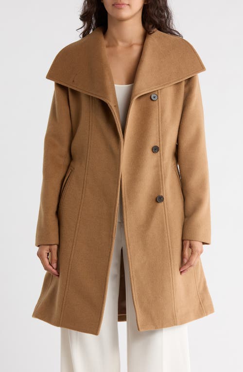 Bernardo Wool Blend Wrap Coat In Brown