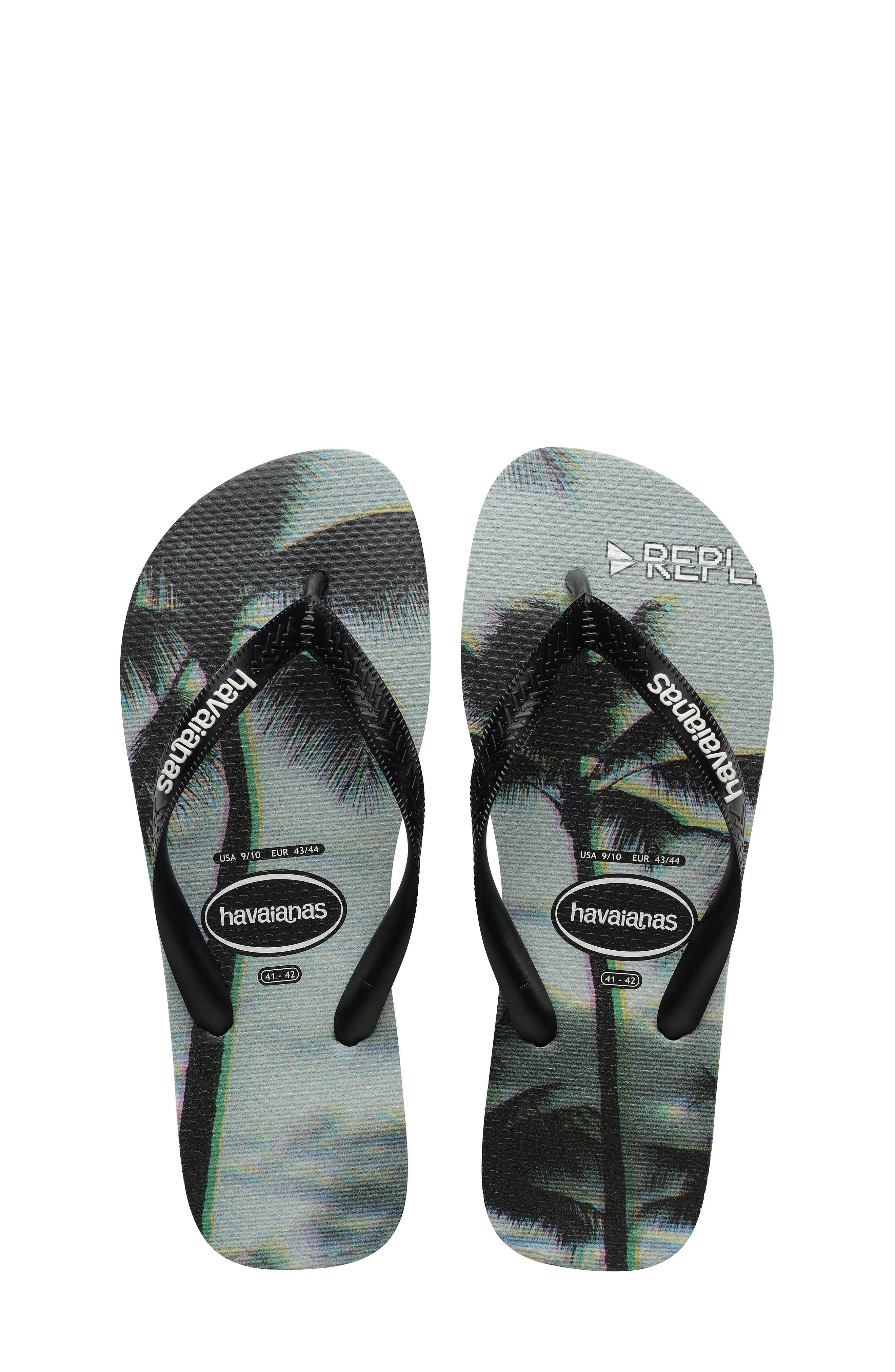 Top Photo Print Flip Flop, Main, color, BLACK/ BLACK/ STEEL GREY