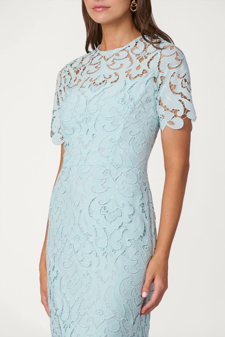 Midnight Mosaic Crepe de Chine Lace Hillary Dress, Alternate, color, Sea Mist