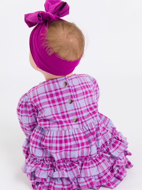 Rufflebutts Baby Girls Woven Long Sleeve Bubble Romper In Purple