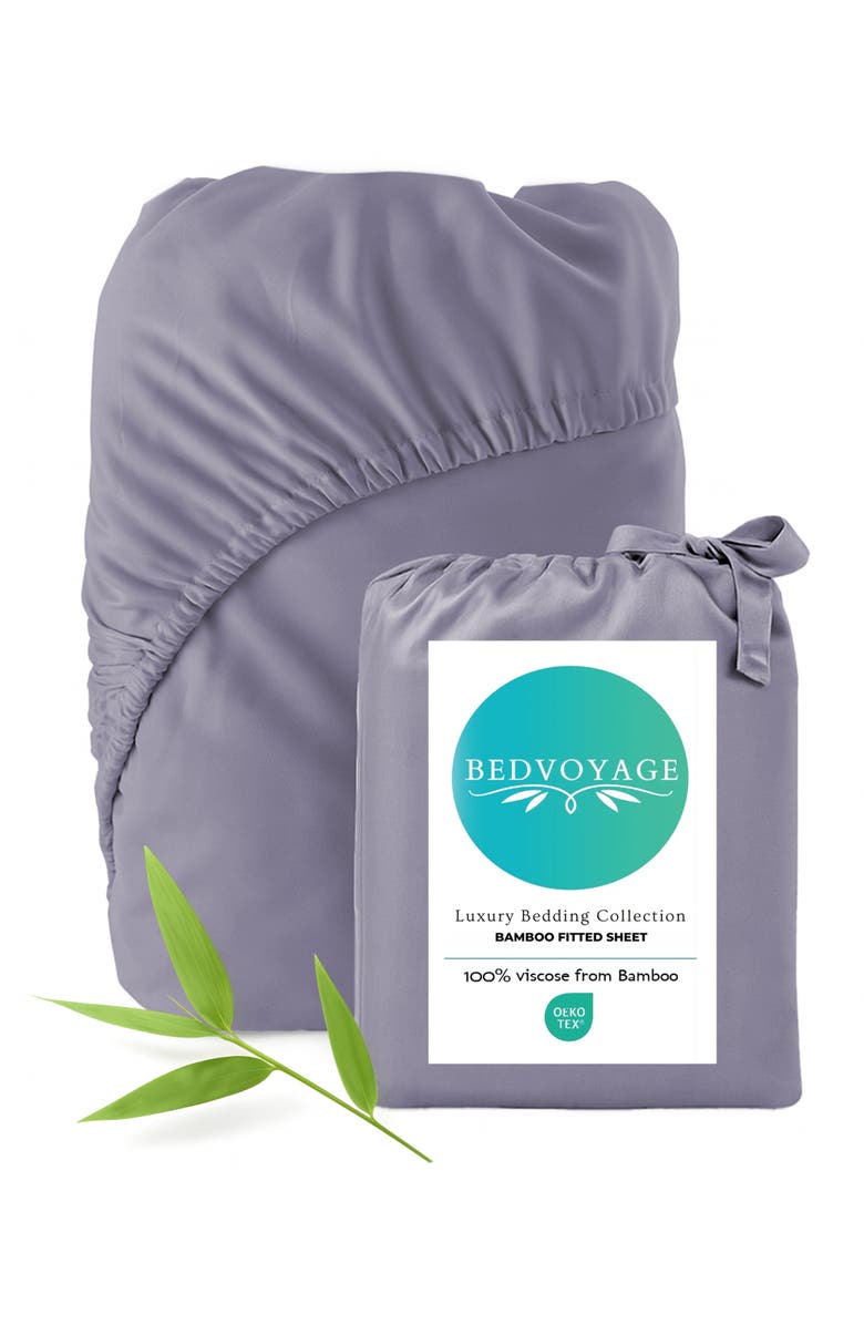 BedVoyage Luxury 100% Viscose Cooling Fitted Sheet, Main, color, Platinum