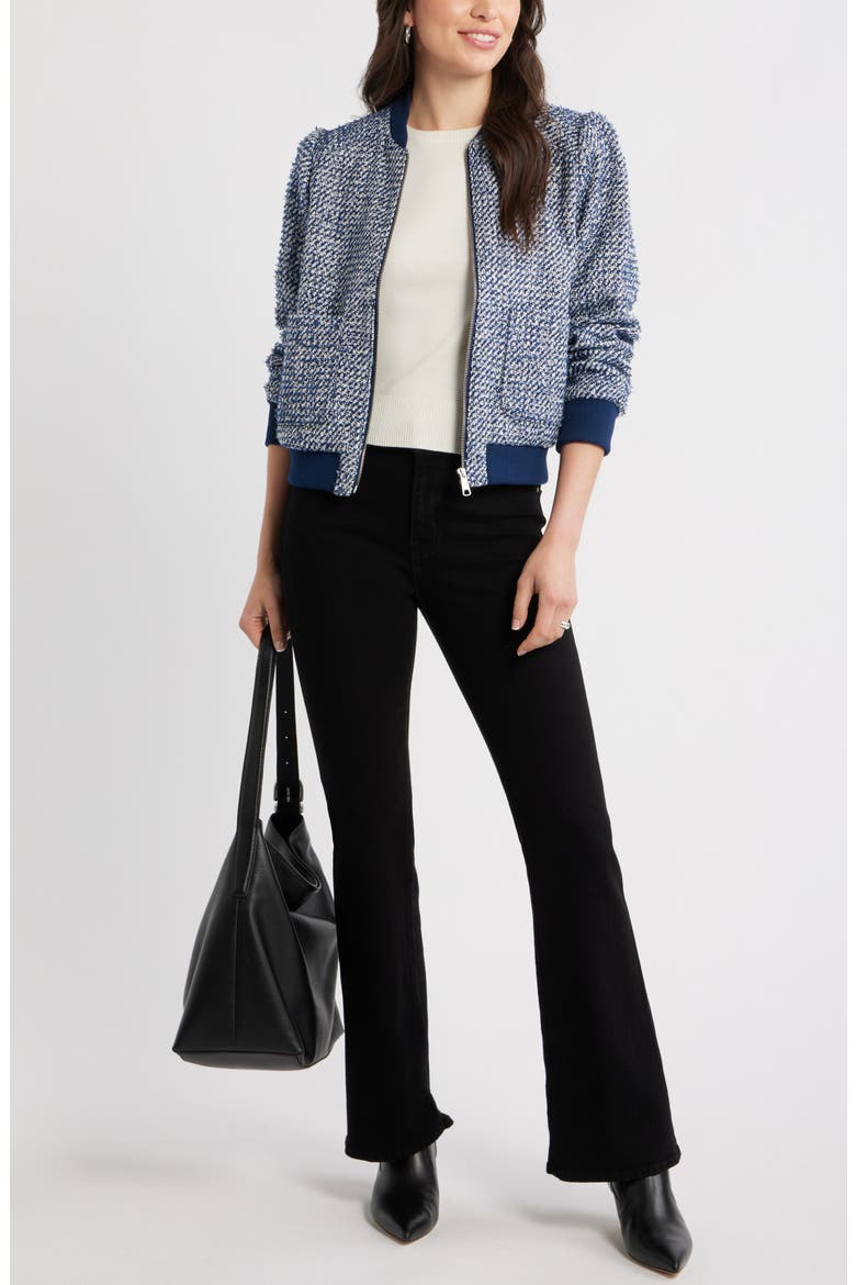 Tweed Bomber Jacket, Alternate, color, NAVY STILL