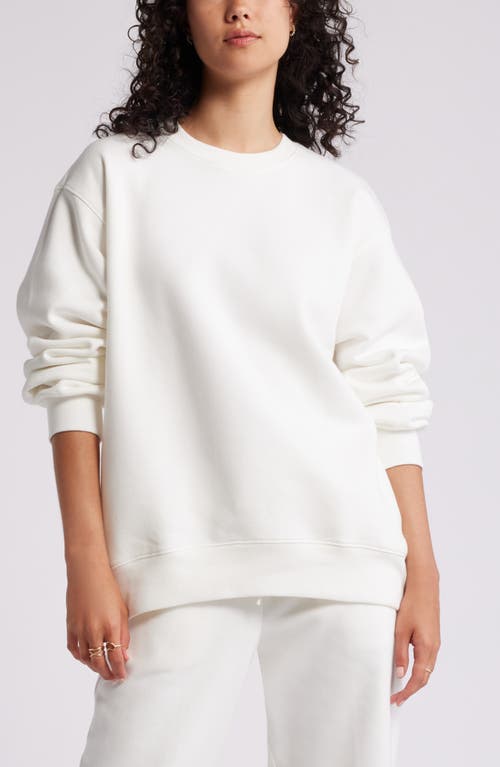Bp. Fleece Detail Oversize Crewneck Sweatshirt In White