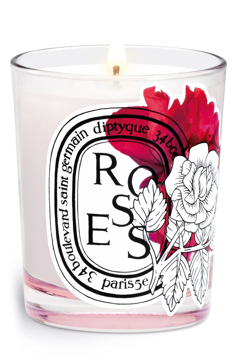 Diptyque Roses Scented Candle, Main, color, 