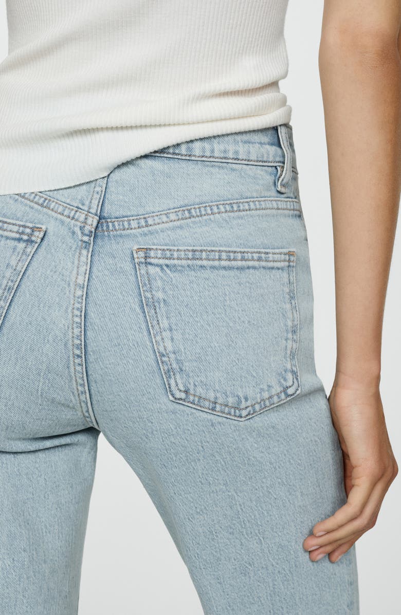 MANGO Comfort High Waist Mom Jeans, Alternate, color, Bleach Blue