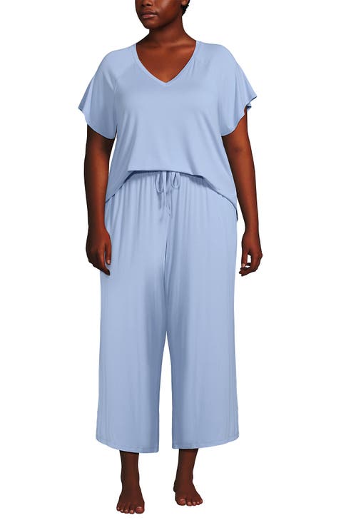 Cooling Pajama Set - Short Sleeve Top and Crop Pants
