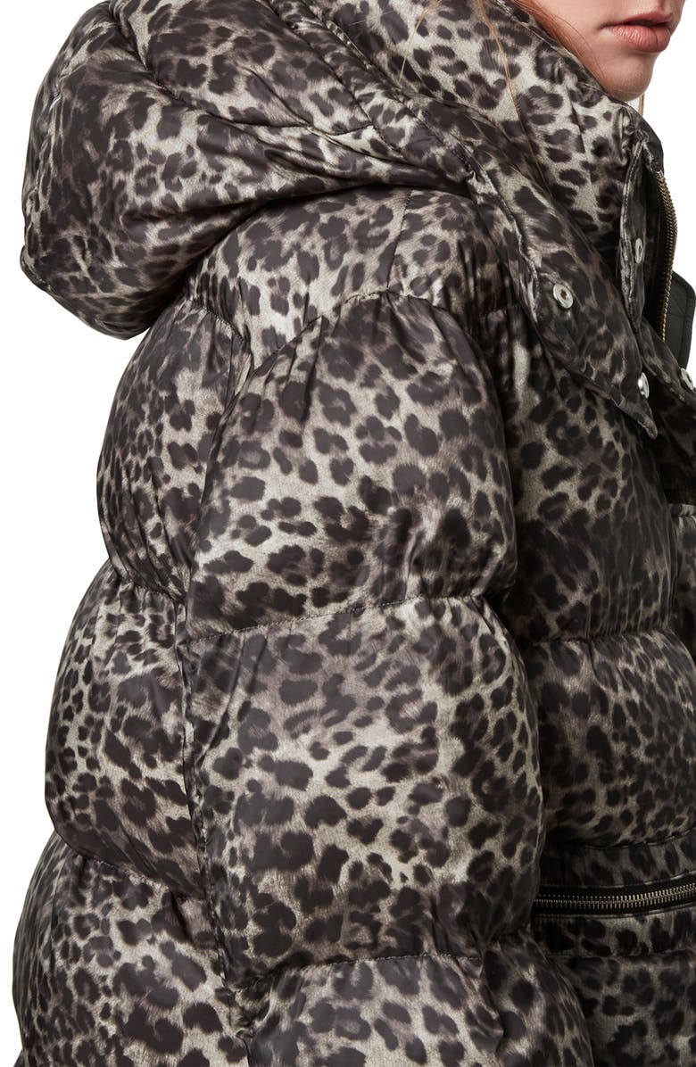 AllSaints Kala Leopard Puffer Coat, Alternate, color, 