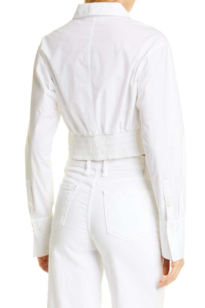 Crop Organic Cotton Button-Up Blouse, Alternate, color, BLANC