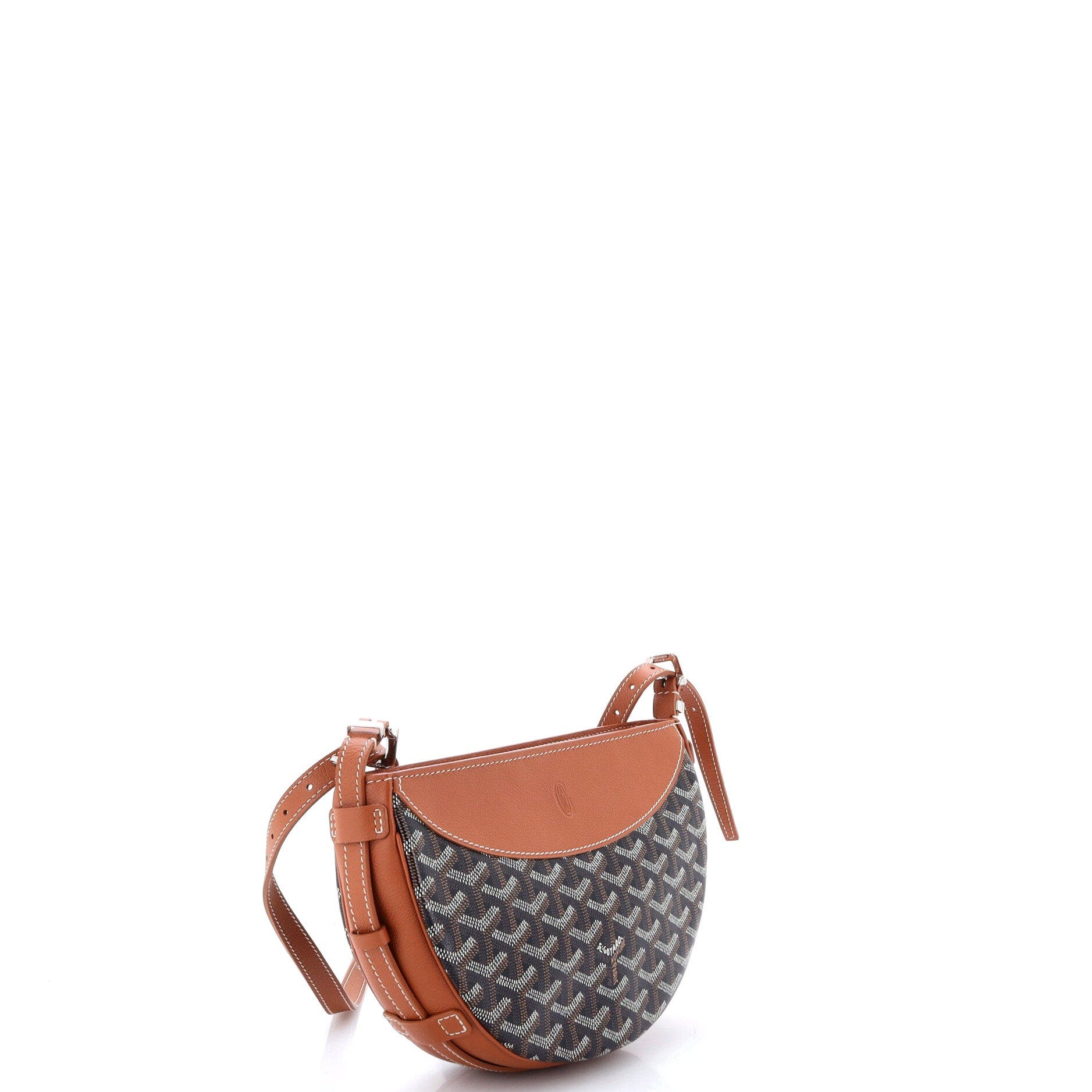 Hirondelle Shoulder Bag Coated Canvas and Leather, Alternate, color, Brown