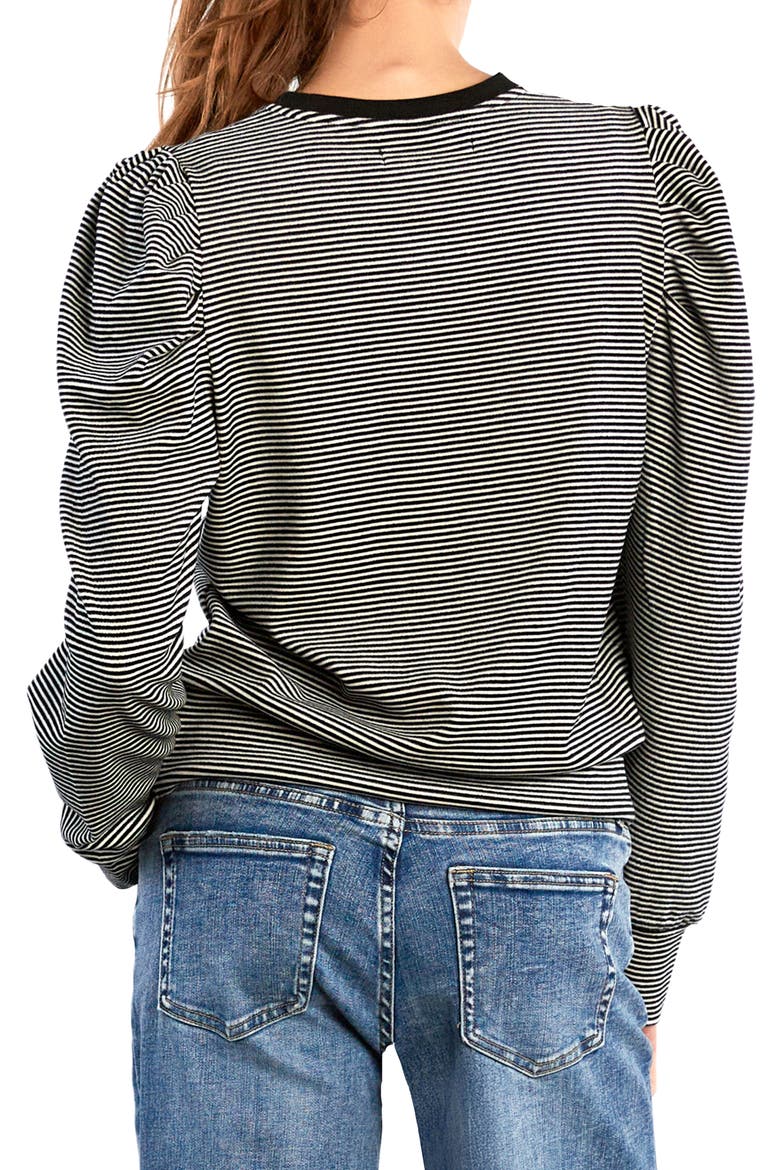 Stripe Puff Shoulder Top, Alternate, color, BLACK/ WHITE STRIPE