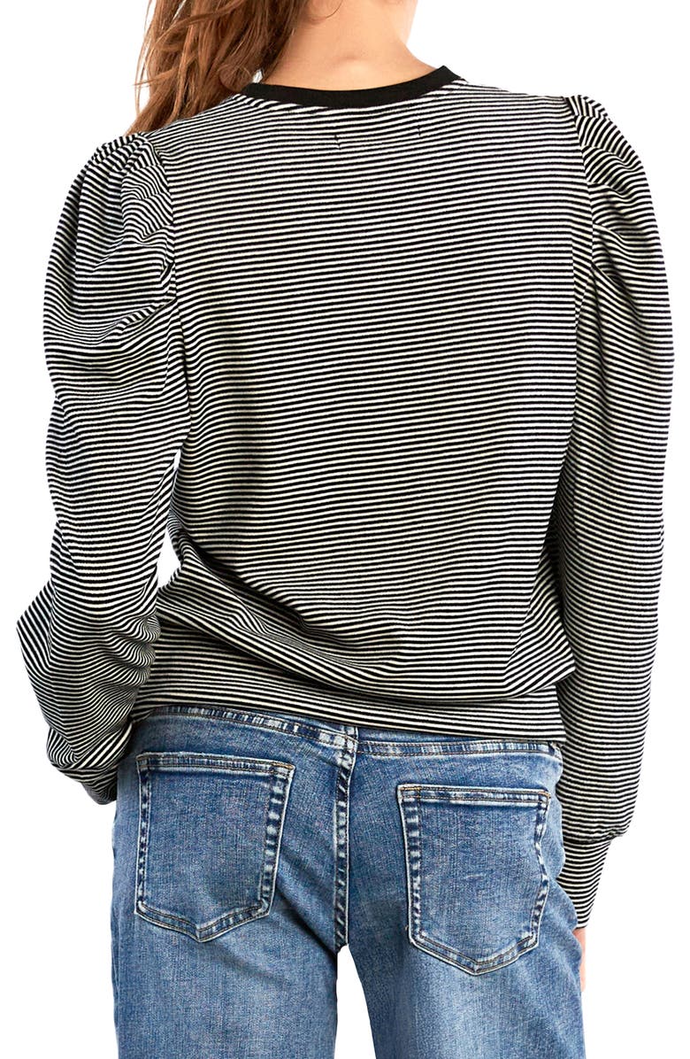 Billy T Stripe Puff Shoulder Top, Alternate, color, Black/ White Stripe