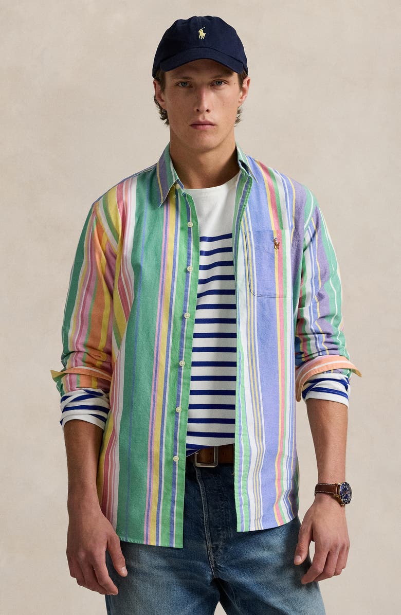 Polo Ralph Lauren Classic Fit Stripe Button-Down Oxford Shirt, Alternate, color, 