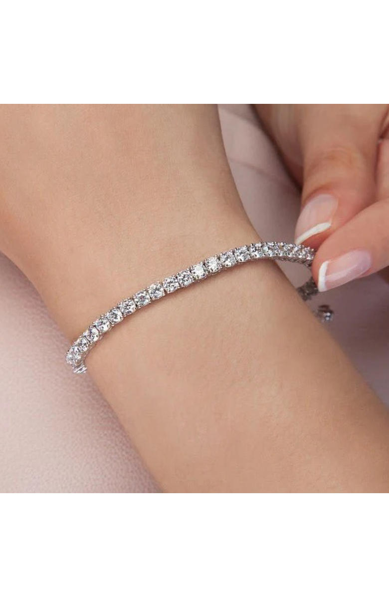 Anna Zuckerman Petite Glamour 5 Carat Tennis Bracelet, Alternate, color, Platinum