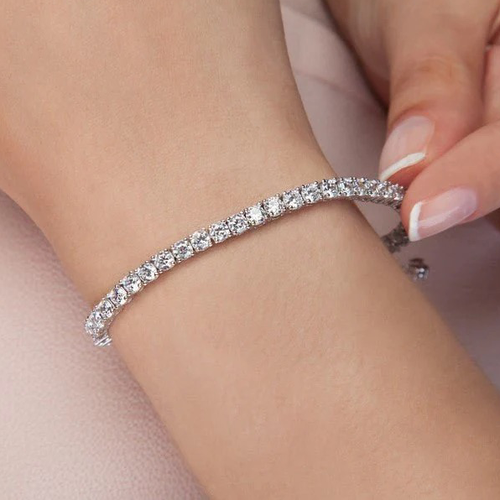 Anna Zuckerman Petite Glamour 5 Carat Tennis Bracelet In Platinum