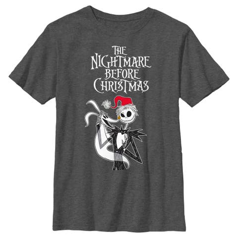 Boy's The Nightmare Before Christmas Jack Skellington Santa Hat Logo  Graphic T-Shirt