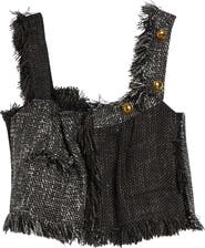 Sacai Crop Mixed Tweed Camisole