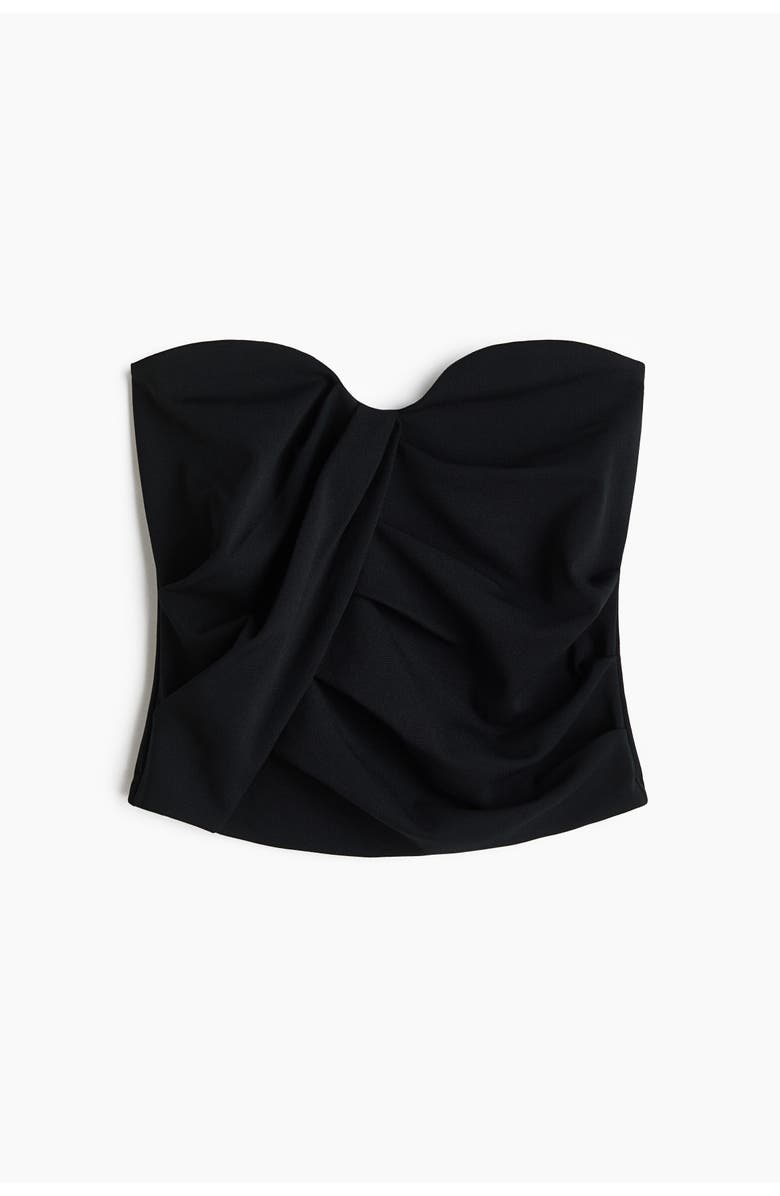 H&M Draped Interlock Bandeau Top, Alternate, color, Black