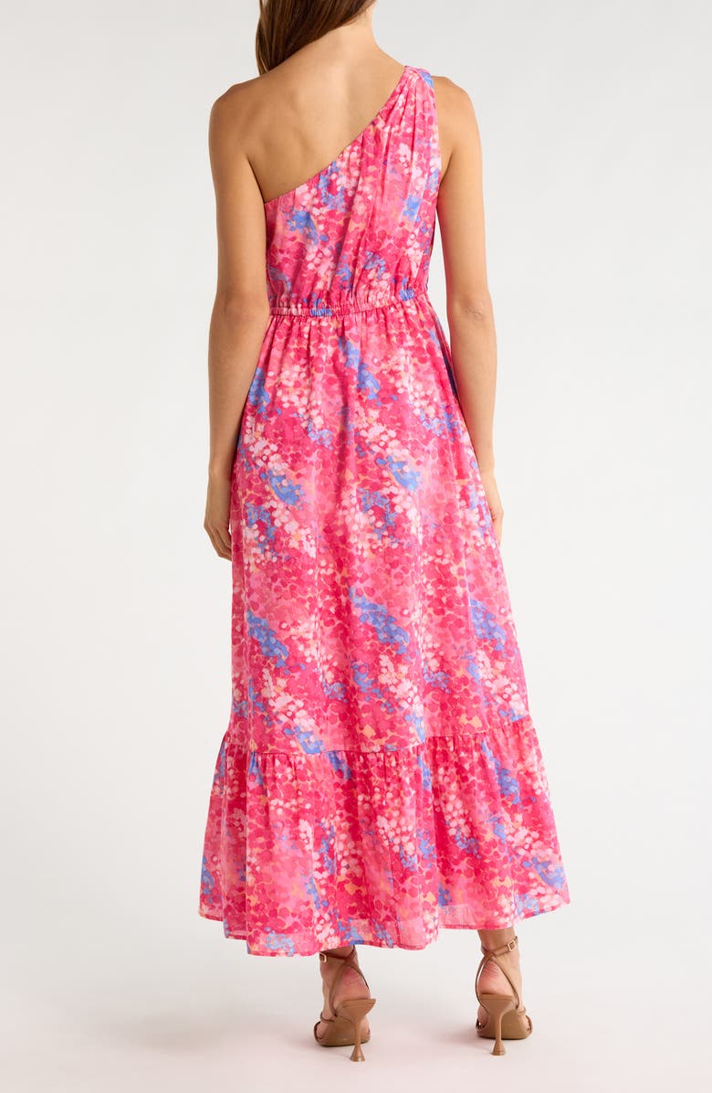SUGARLIPS Leah Abstract Elya One Shoulder Maxi Dress, Alternate, color, Pink-Blue