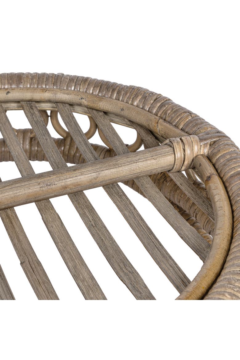 Cassini Handcrafted Rattan Oval Geometric Loop Ring Decorative Serving Tray with Handles and Slat Base, Alternate, color, Gray