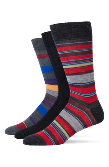 Lorenzo Uomo Assorted 3-pack Wool Blend Crew Socks In Multi