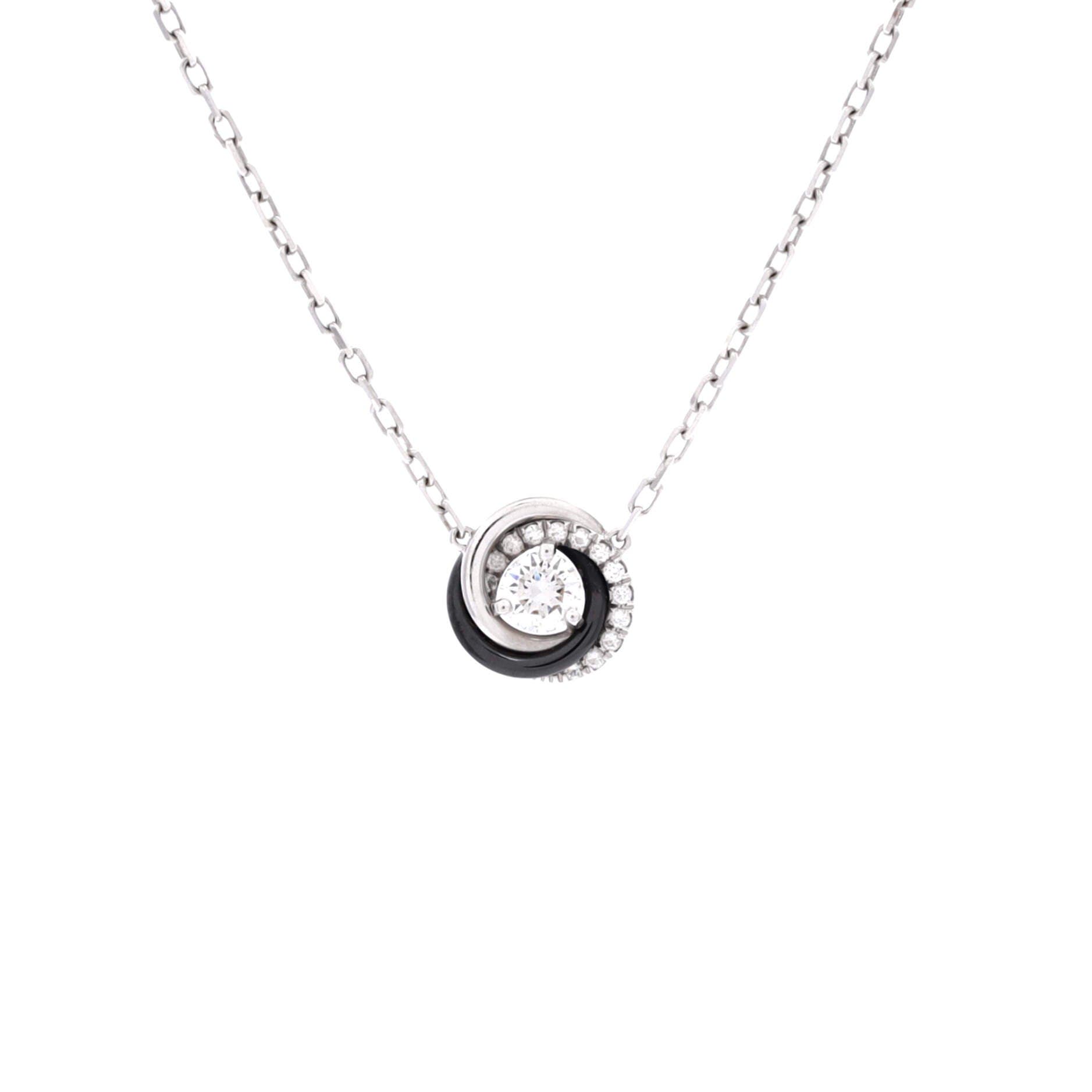 Trinity Diamond Pendant Necklace 18K White Gold with Diamonds and Ceramic, Main, color, Metallic Gold