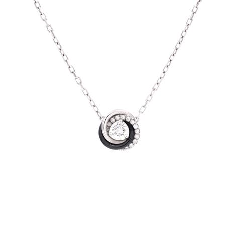 Trinity Diamond Pendant Necklace 18K White Gold with Diamonds and Ceramic