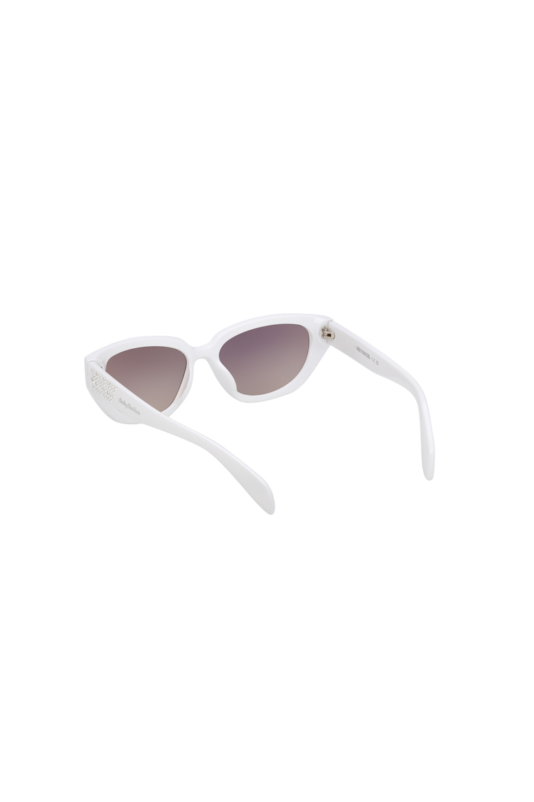 Studded Cat Eye Acetate Sunglasses, Alternate, color, White / Green Mirror