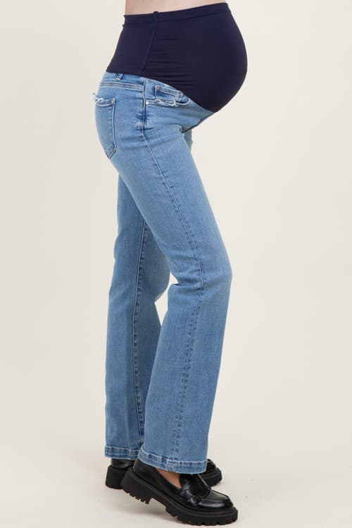 Pinkblush Mid Rise Straight Maternity Jeans In Blue