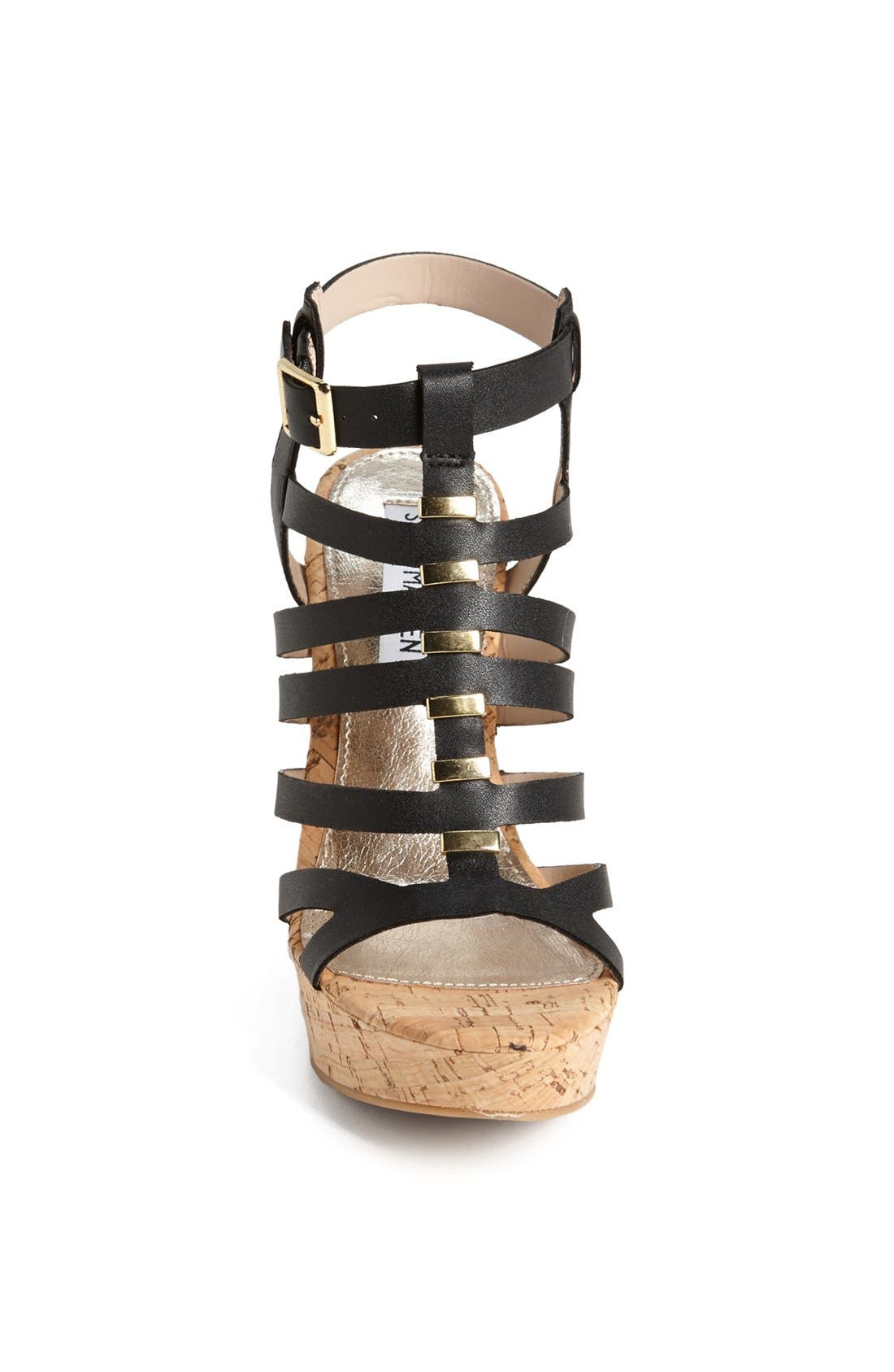 'Indyanna' Wedge Sandal, Alternate, color, BLACK