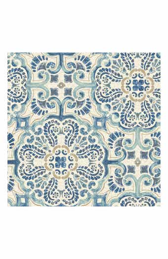 Wallpops Blue Florentine Tile Peel & Stick Vinyl Wallpaper