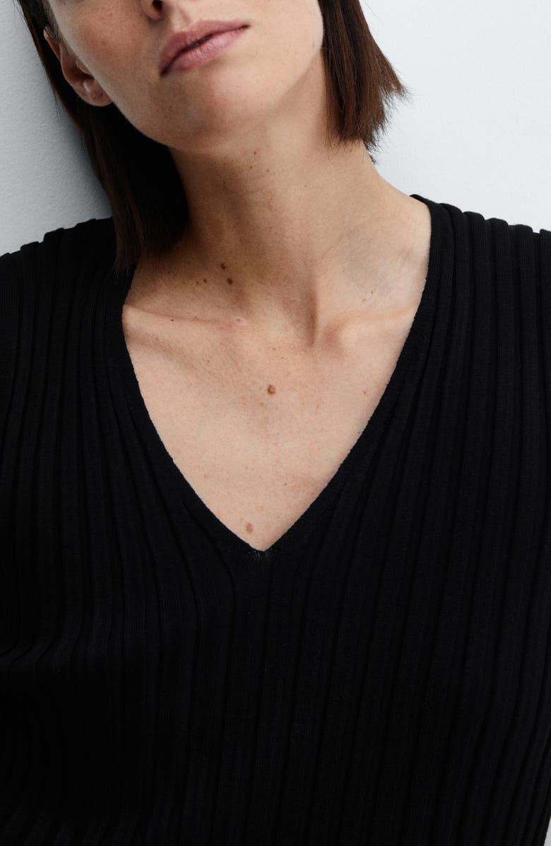 MANGO Rib Sweater Tank, Alternate, color, Black