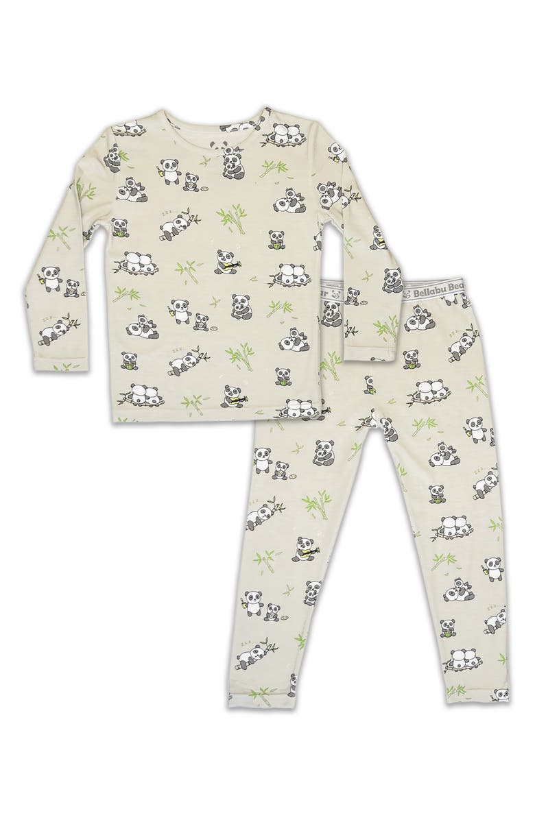 Bellabu Bear Kids' Panda Bear Fitted Two-Piece Pajamas, Main, color,