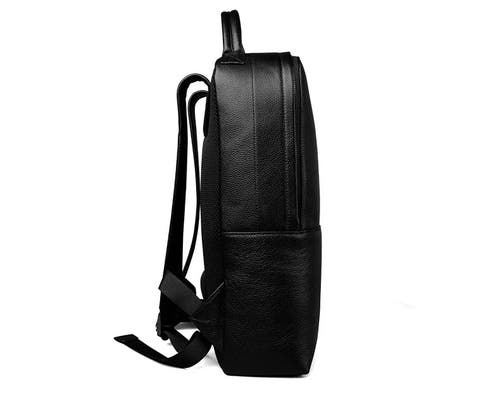 Steel Horse Leather Skald Black Pebbled Leather Backpack | Slim Black Leather Backpack In Black