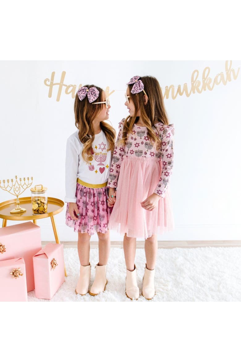Hanukkah Tulle Bow Headband, Alternate, color, Pink