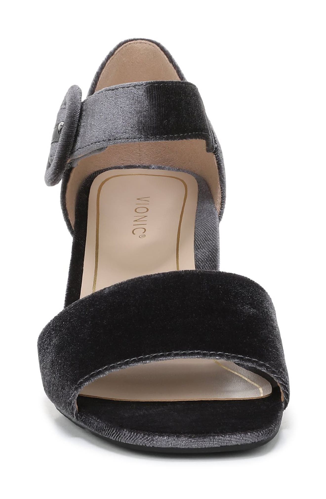 Vionic Chardonnay Block Heel Sandal, Alternate, color, Slate Grey