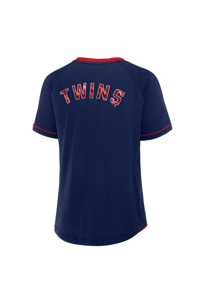 Women's Fanatics Navy Minnesota Twins League Diva Star Raglan V-Neck T-Shirt, Alternate, color, Navy