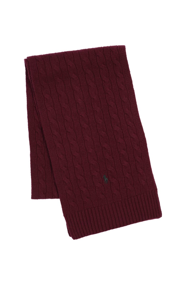 Polo Ralph Lauren Classic Cable Scarf, Main, color, Rich Ruby